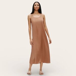 Eileen Fisher Limited Edition Bronze Hammered Silk Sleeveless Column Maxi Dress